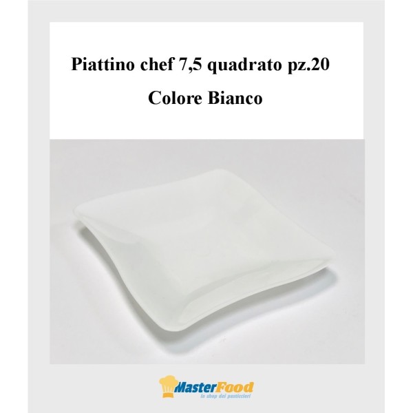 Piattino chef quadrato bianco 7,5  (20 pz)