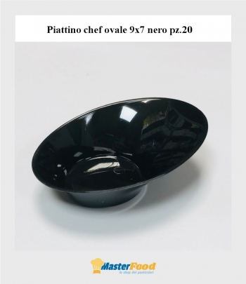 Piattino chef ovale 9x7 nero pz.20