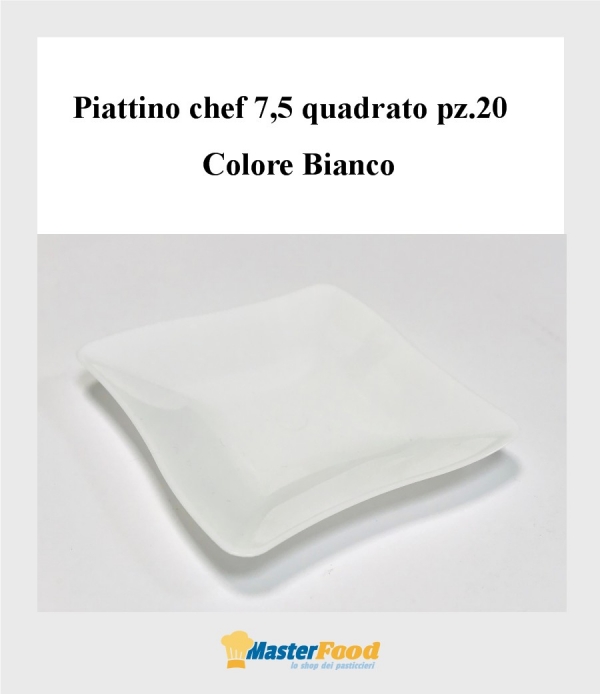 Piattino chef quadrato 7,5 Bianco pz.20