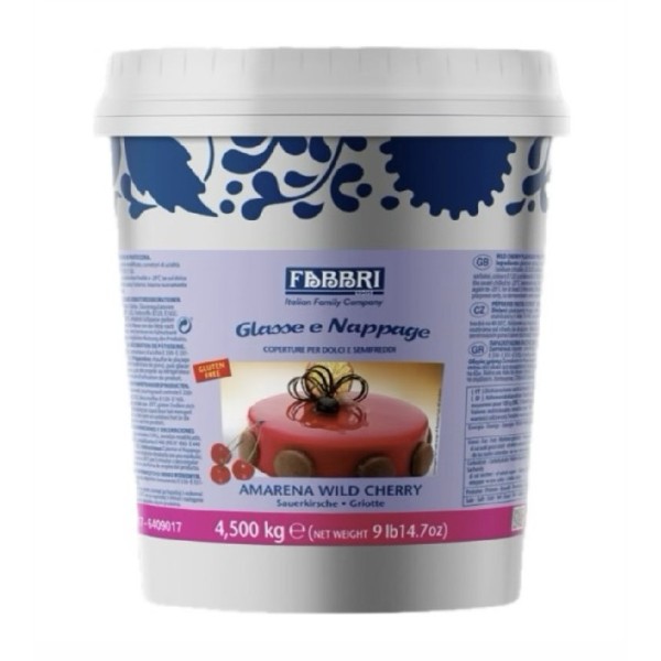 Glassa a specchio AMARENA nappage kg. 4,500 (glutenfree) fabbri