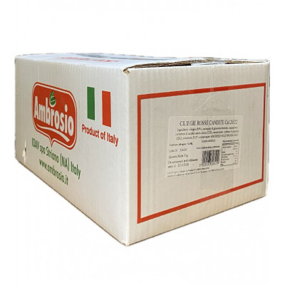 Ciliegie rosse candite calibro 16/18 kg.5 Ambrosio Ciliegie rosse candite calibro 16/18 kg.5 Ambrosio