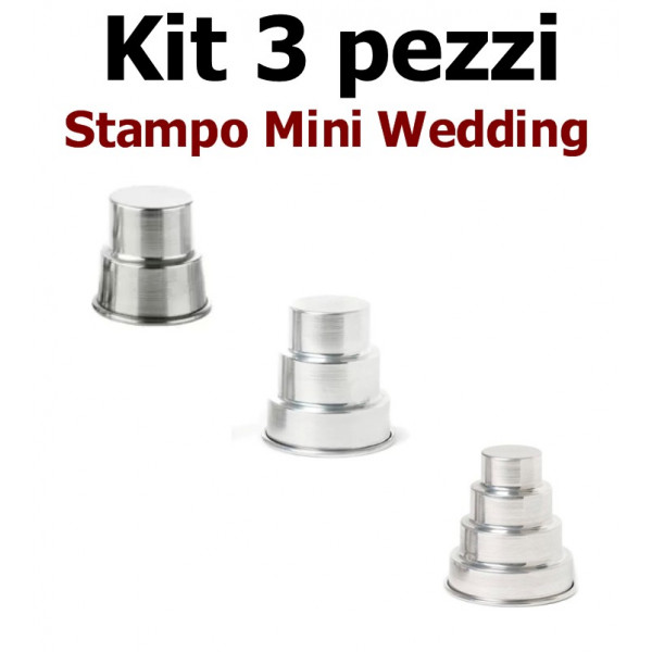 Stampo Mini Wedding Cake in alluminio 3 pezzi (kit 2,3 e 4 piani) Liotti