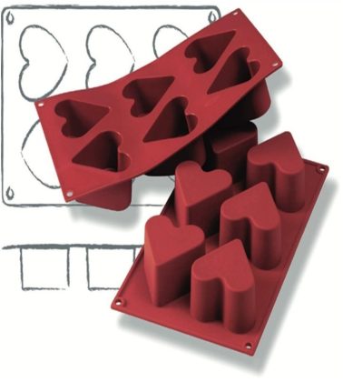 Stampo silicone cuore (Diam.65mm x H 406-6 forma da cottura 300x175)