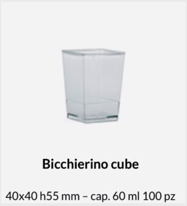 Bicchierino Cube ml.60 (busta pz.100) Martellato