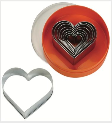 Set tagliapasta cuore liscio pz.9 acciaio inox