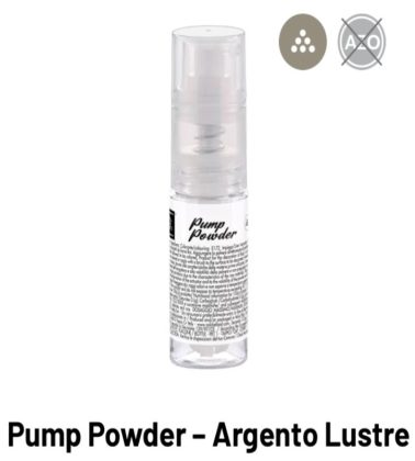 Colorante Pump-powder Argento Lustre spray alimentare gr.10 Volcke