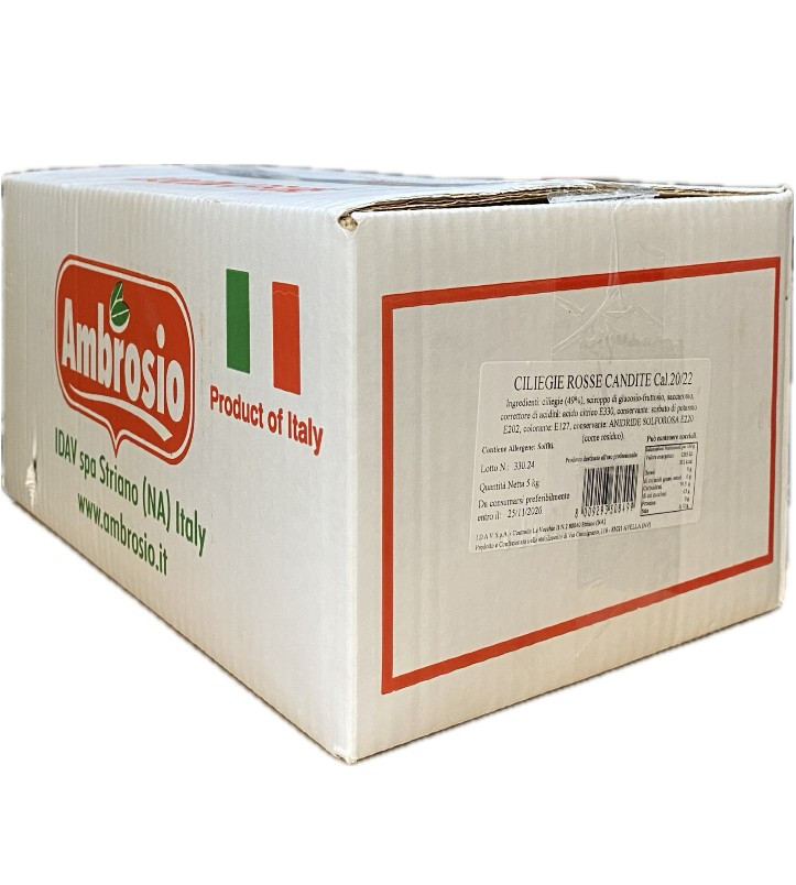 Ciliegie rosse candite calibro 16/18 kg.5 Ambrosio