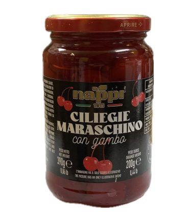 Ciliegie Rosse maraschino cocktail con gambo gr.390 Nappi
