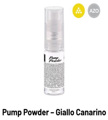 Colorante Pump Powder Giallo canarino Perlato spray alimentare gr.10 Volcke *
