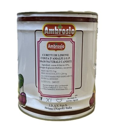 Cubetti di limone costa d'amalfi I.G.P. 10x10 naturali canditi kg.5 Ambrosio